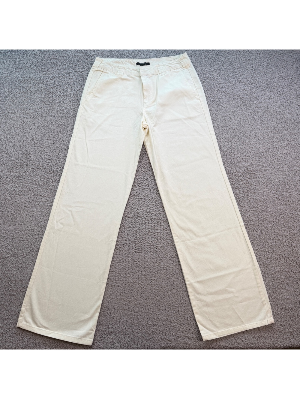 Forever 21 Cream High Rise Straight Leg Trouser Pants Womens Medium NWT